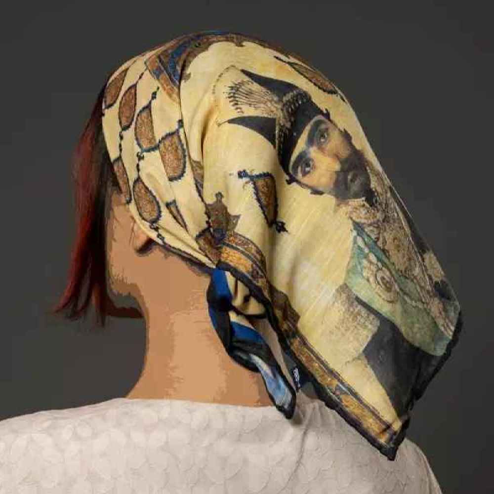 Mini Head Scarf for Women – Artistic Naser al-Din Shah Qajar Print