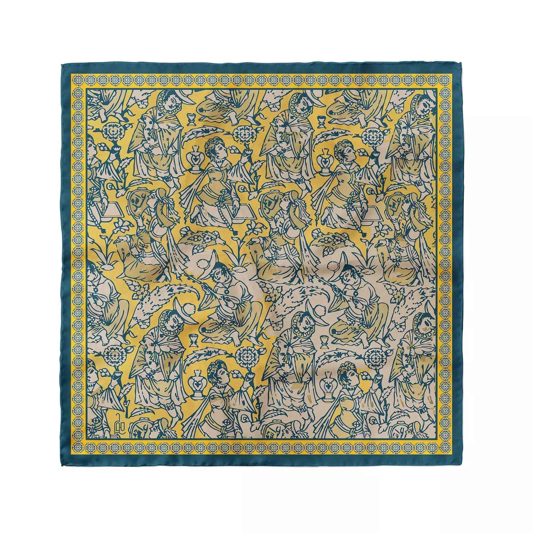 Mini Head Scarf for Women - Artistic Pictorial Print Ideal for Summer & Spring