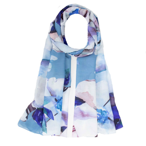 Printed Shawl for Women Artistic & Lightweight Blue Abstract Design