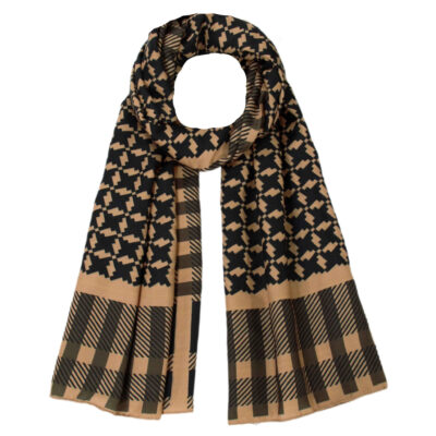 Women’s Patterned Shawl Brown Houndstooth for Fall