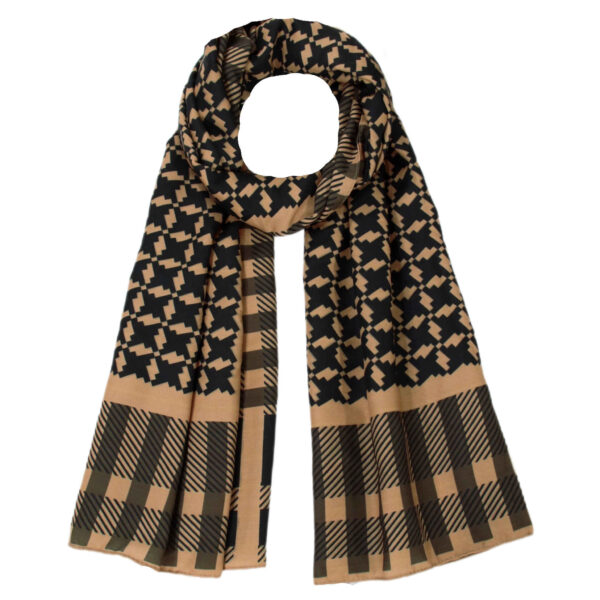 Women's Patterned Shawl Brown Houndstooth for Fall