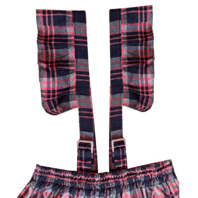 Women’s Skirt with Suspenders Featuring Checkered Design