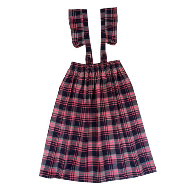 Women’s Skirt with Suspenders Featuring Checkered Design