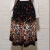 Women's Skirt with Suspenders Floral Design Black