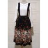 Women's Skirt with Suspenders Floral Design Black
