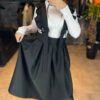 Women's Skirt with Suspenders Chic Outfit Black