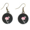 Women's Twisted Cross Headband & Earrings Set Black with Flowers