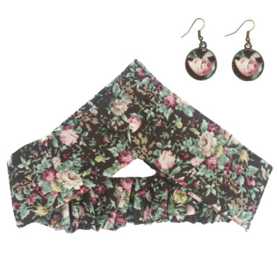 Women’s Twisted Cross Headband & Earrings Set Botanical Pattern
