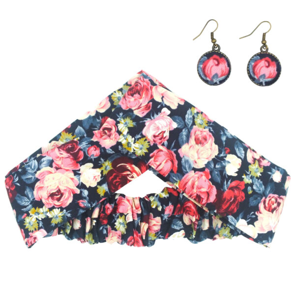 Women's Twisted Cross Headband & Earrings Set Floral