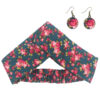 Women's Twisted Cross Headband & Earrings Set Floral Blue