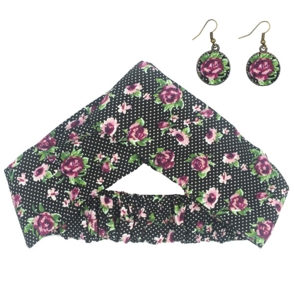Women's Twisted Cross Headband & Earrings Set Floral Polka Dot