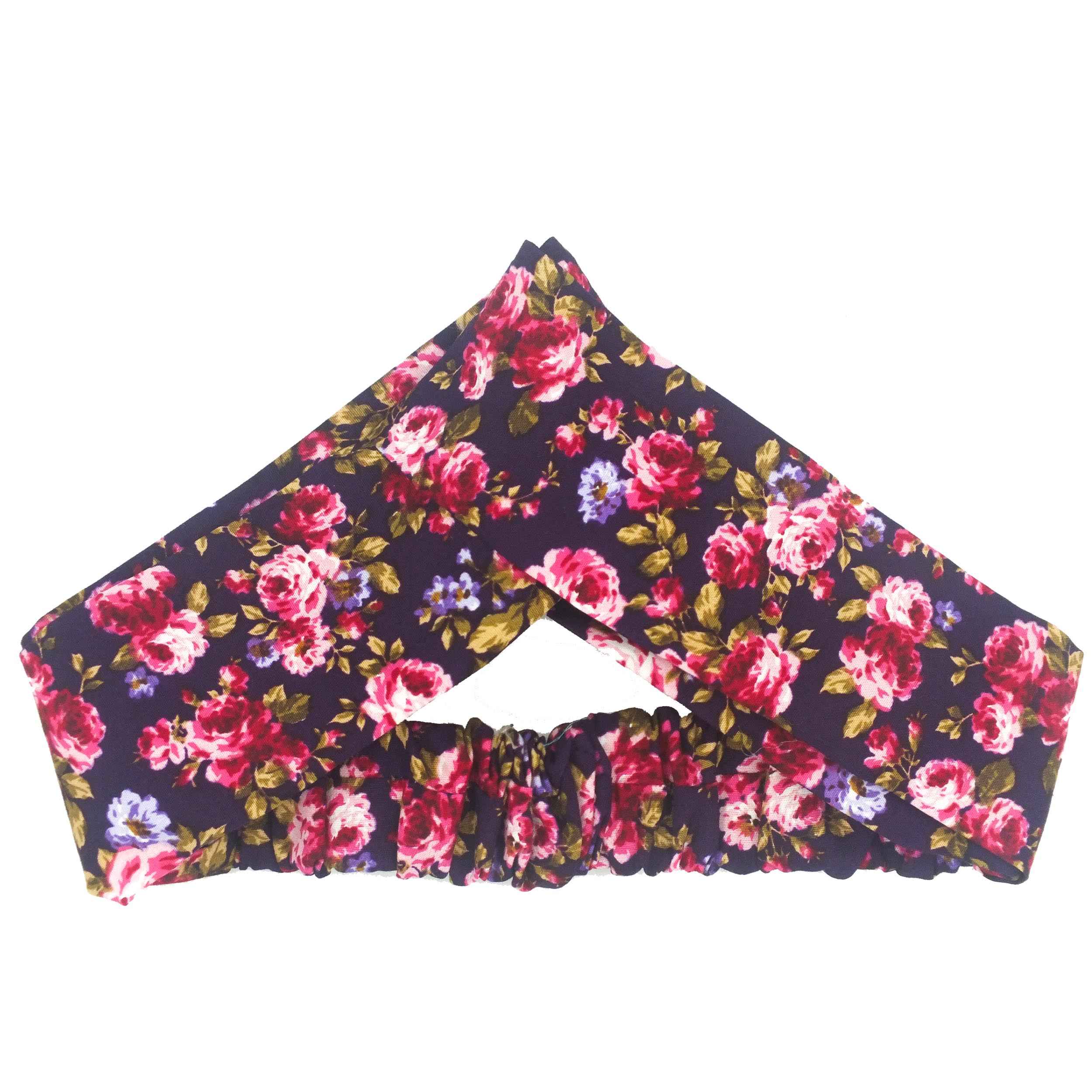 Women’s Twisted Cross Headband & Earrings Set Floral Purple