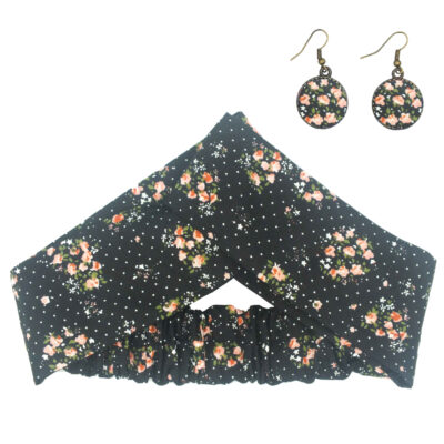 Women’s Twisted Cross Headband & Earrings Set Polka Dot Black