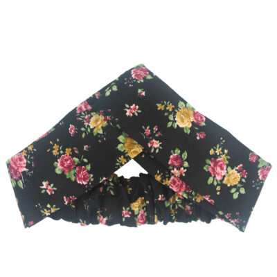 Women’s Twisted Headband & Earrings Set Black with Flowers