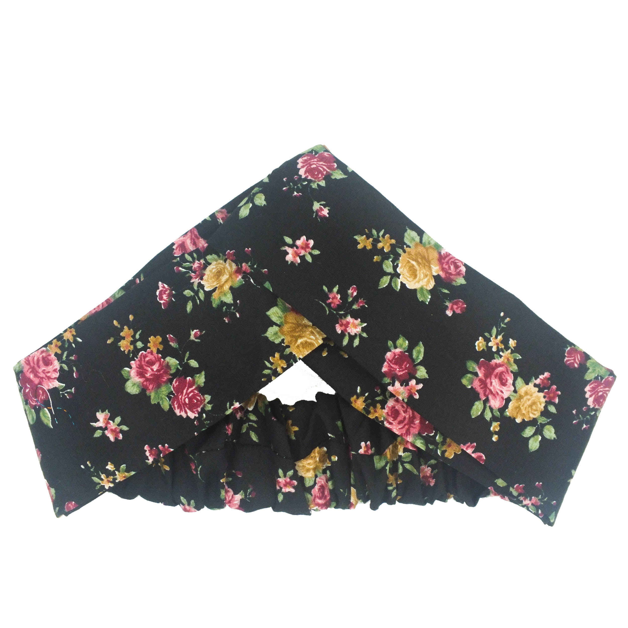 Women’s Twisted Headband & Earrings Set Black with Flowers