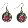 Women's Twisted Headband & Earrings Set Black with Flowers