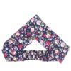 Women's Twisted Headband & Earrings Set Floral Navy Blue with Pink Flowers