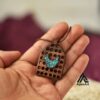 Carved Wood Pendant with Turquoise Gemstone Handcrafted Artistic Amin Bird
