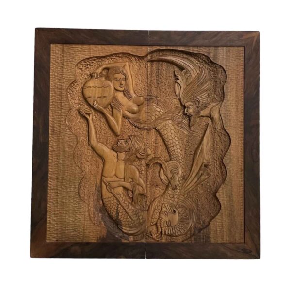 Wood Carved Backgammon Board Handcrafted Shahname Inspired Ashkbous