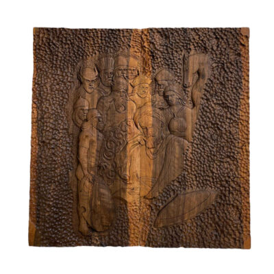 Wood Carved Backgammon Board Handcrafted Shahname Design