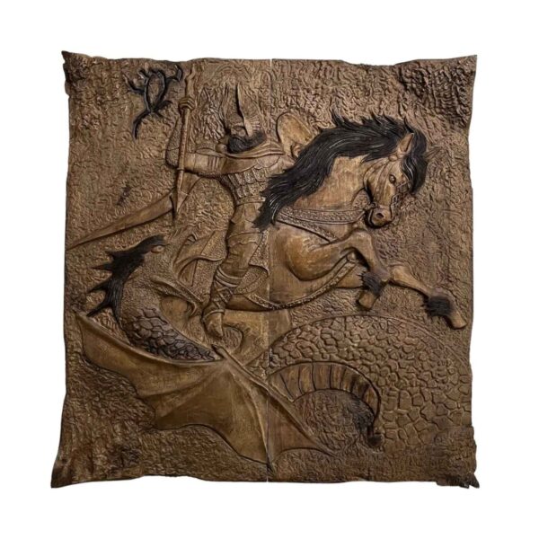 Wood Carved Backgammon Board Handcrafted Shahname Rostam Battle