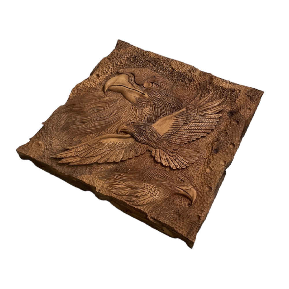 Wood Carved Backgammon Board Handcrafted with Eagle Design