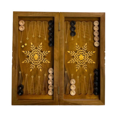 Wood Carved Backgammon Board Handcrafted with Intricate Floral Design