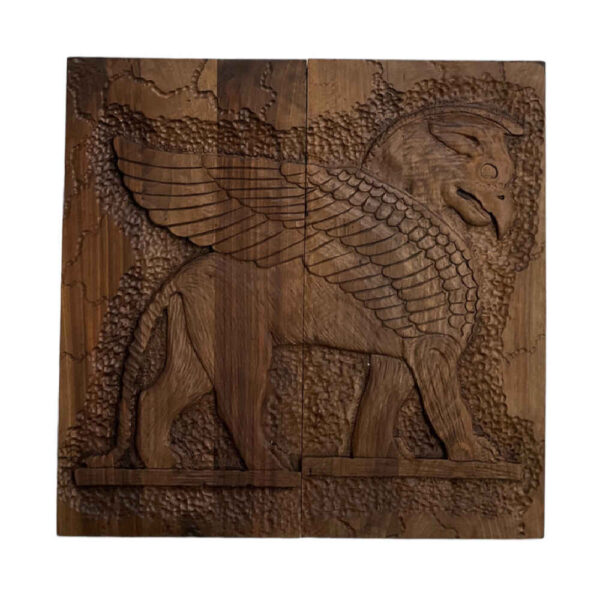 Wood Carved Backgammon Board Handcrafted with Persian Griffin