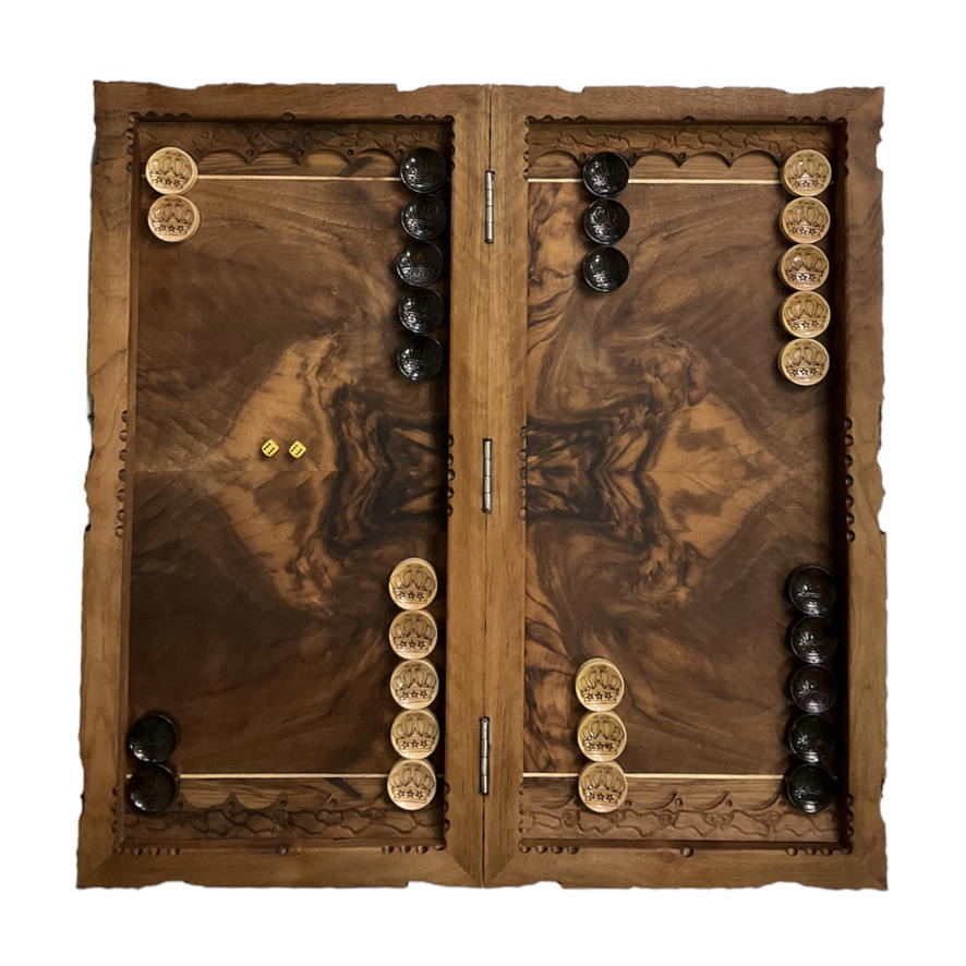 Wood Carved Backgammon Board Handcrafted with Persian Heritage Achaemenid
