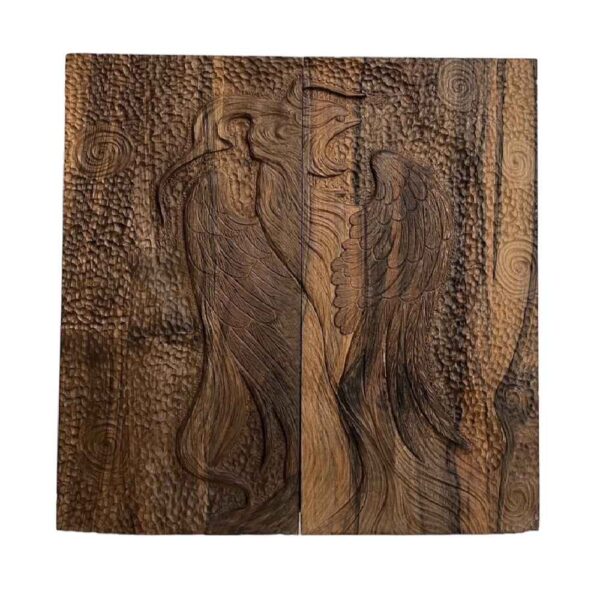 Wood Carved Backgammon Board Handcrafted with Phoenix Design