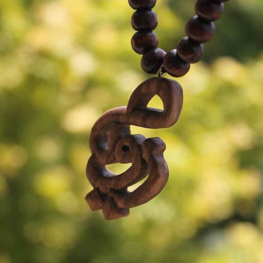 Farsi Name Necklace Carved Wood Pendant Handcrafted Roya