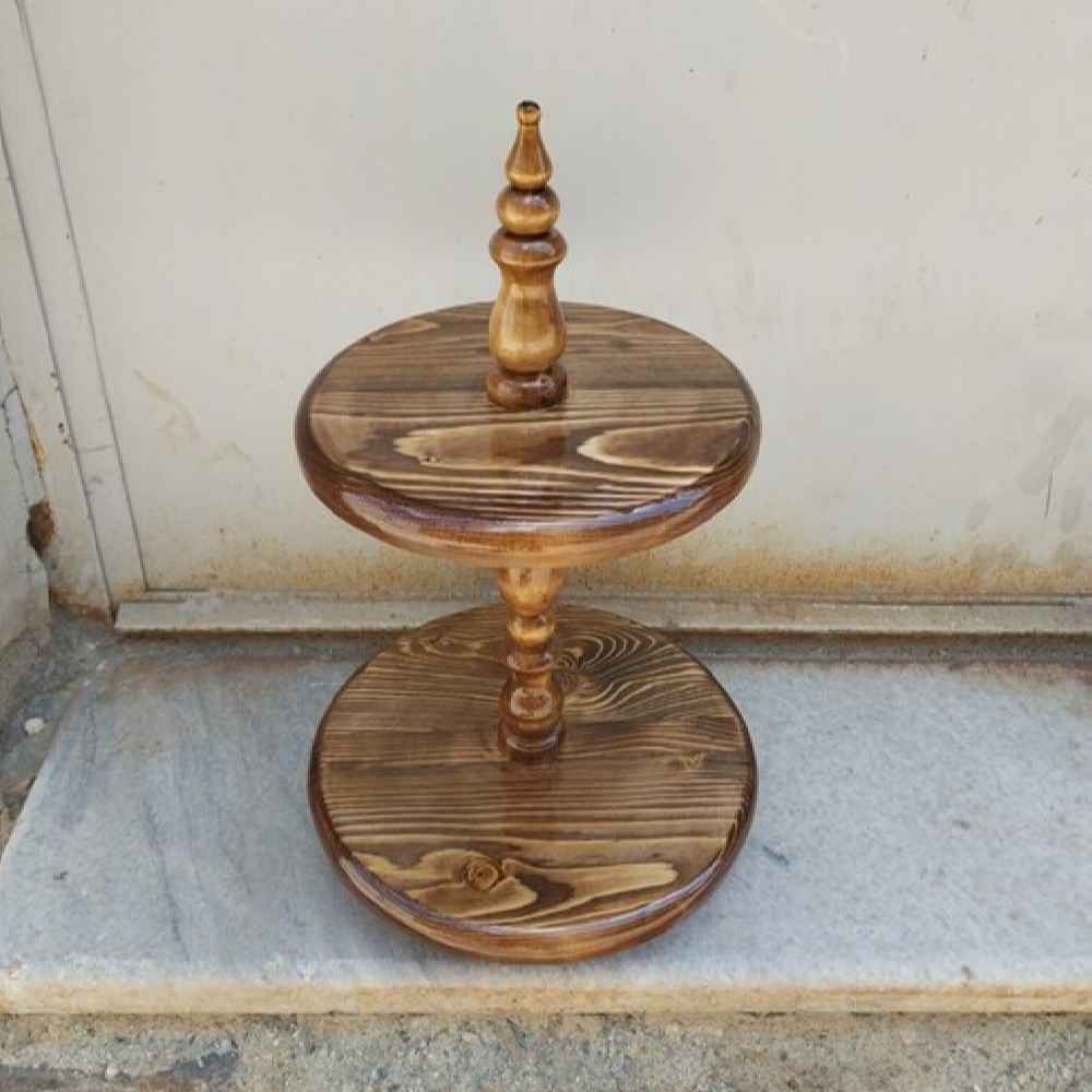 Wooden Serving Stand 2 Tiers for Snacks and Sweets