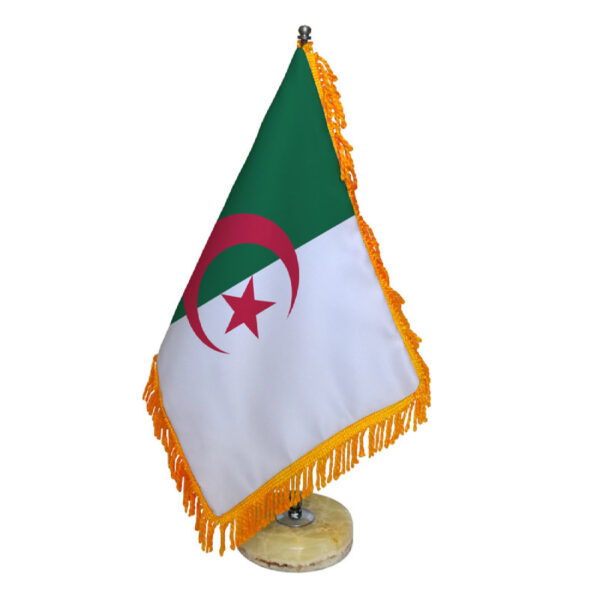 Algeria Table Flag with Stone Base