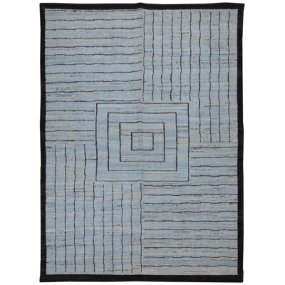 Artisanal Persian Wool Kilim Rug Handwoven in Fars Striped Gray