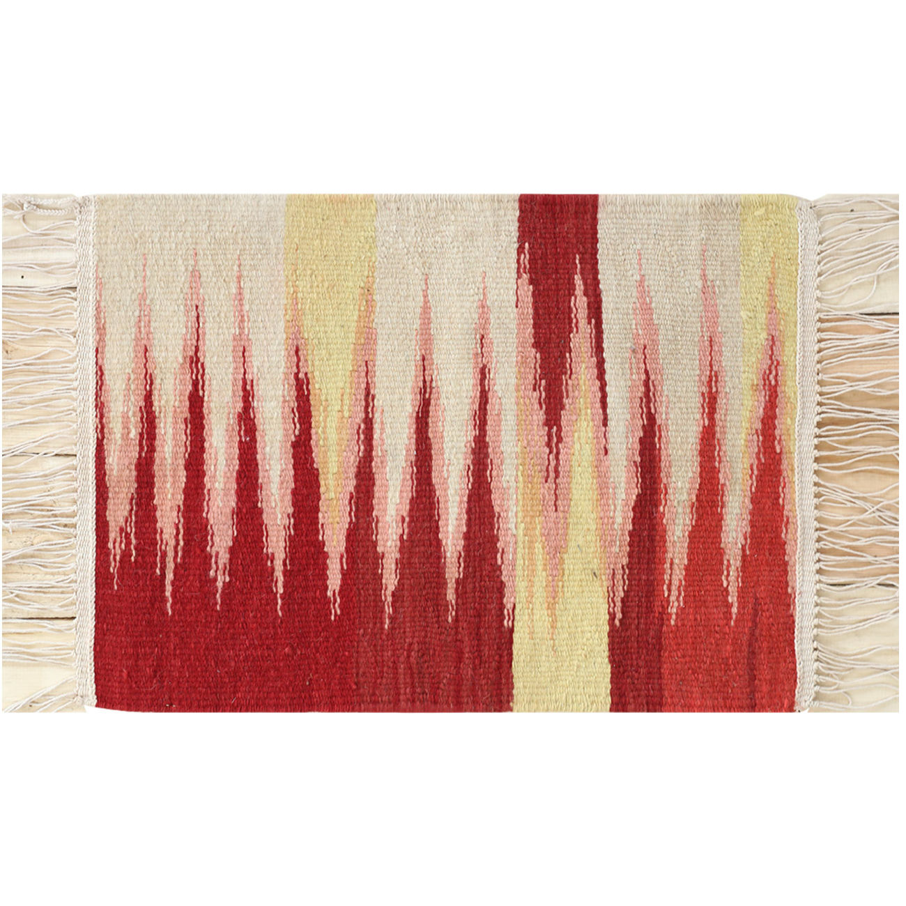 Artisanal Persian Wool Kilim Rug Handwoven Abstract Red