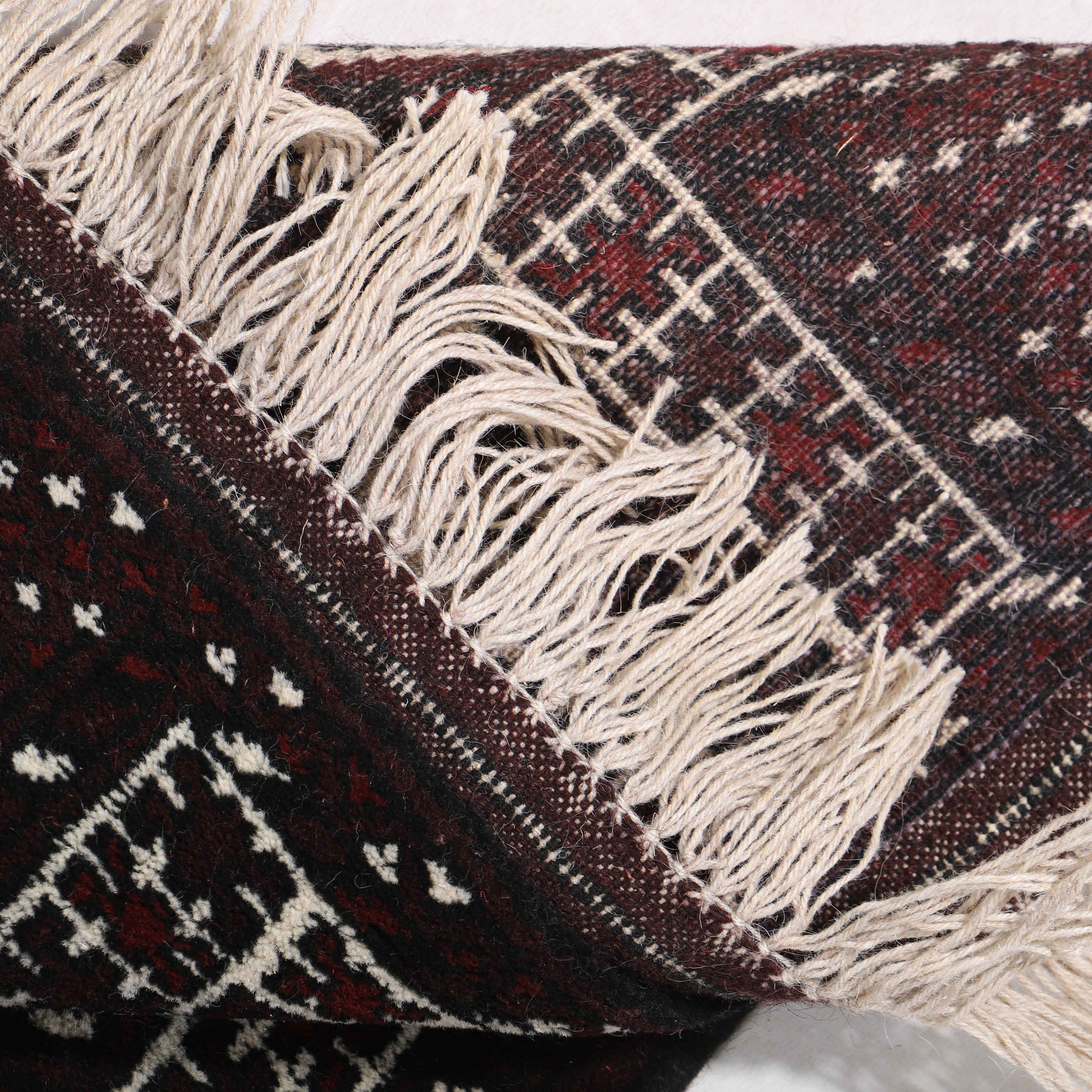 Persian Carpet with Wool Hand-Knotted in Golestan Torkaman Mahogany