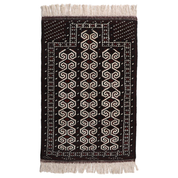 Persian Carpet with Wool Hand-Knotted in Golestan Torkaman Mahogany