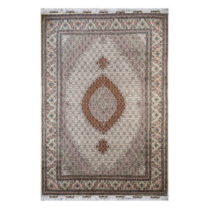 Authentic Persian Carpet with Wool Hand-Knotted in Khoy Riz Mahi Brown