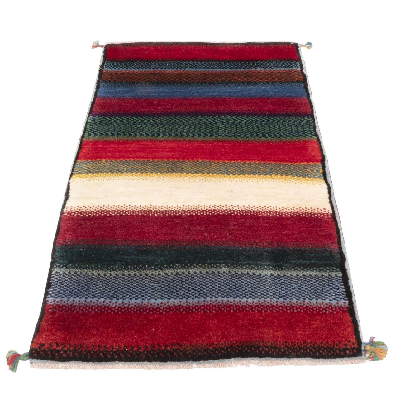 Authentic Persian Gabbeh Wool Rug Handwoven in Fars Striped Red