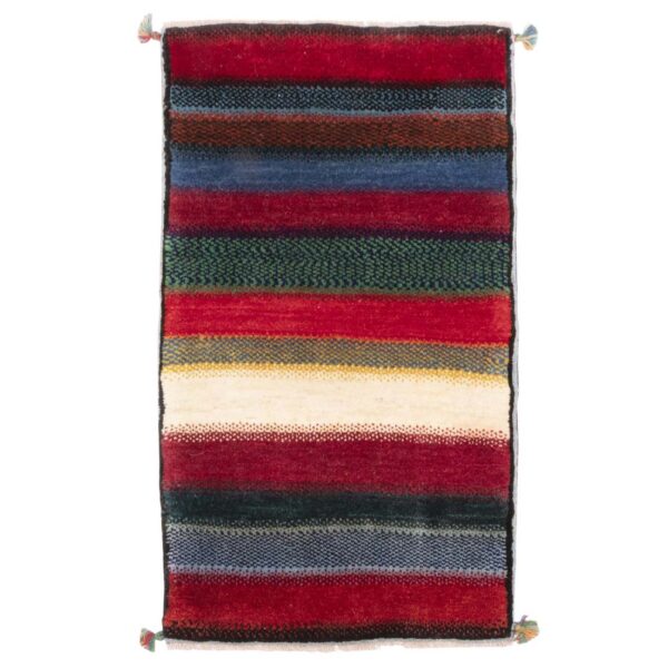 Authentic Persian Gabbeh Wool Rug Handwoven in Fars Striped Red