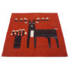 Authentic Persian Wool Kilim Rug Handwoven Deer Red