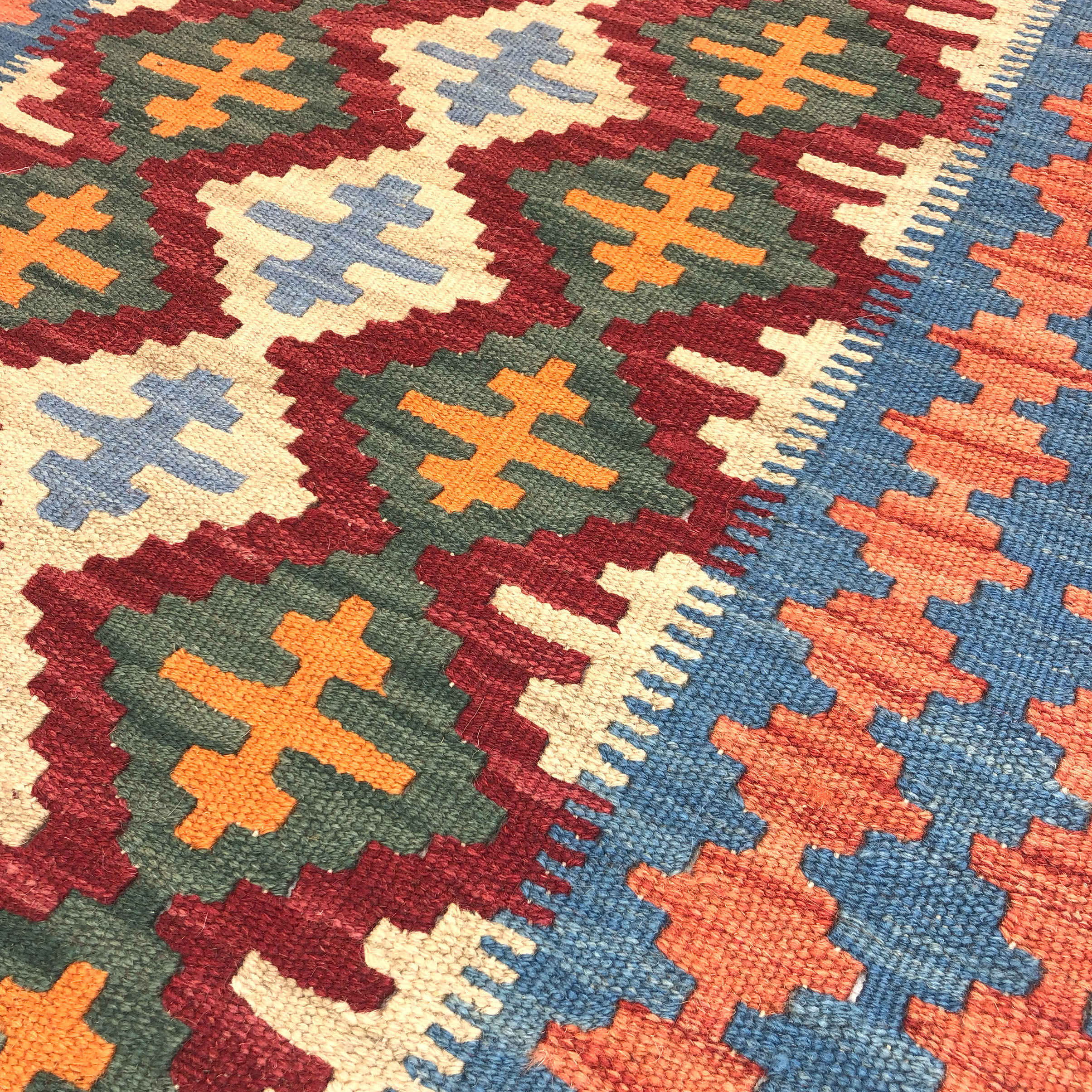 Authentic Persian Wool Kilim Rug Handwoven in Firuzabad Qashqai