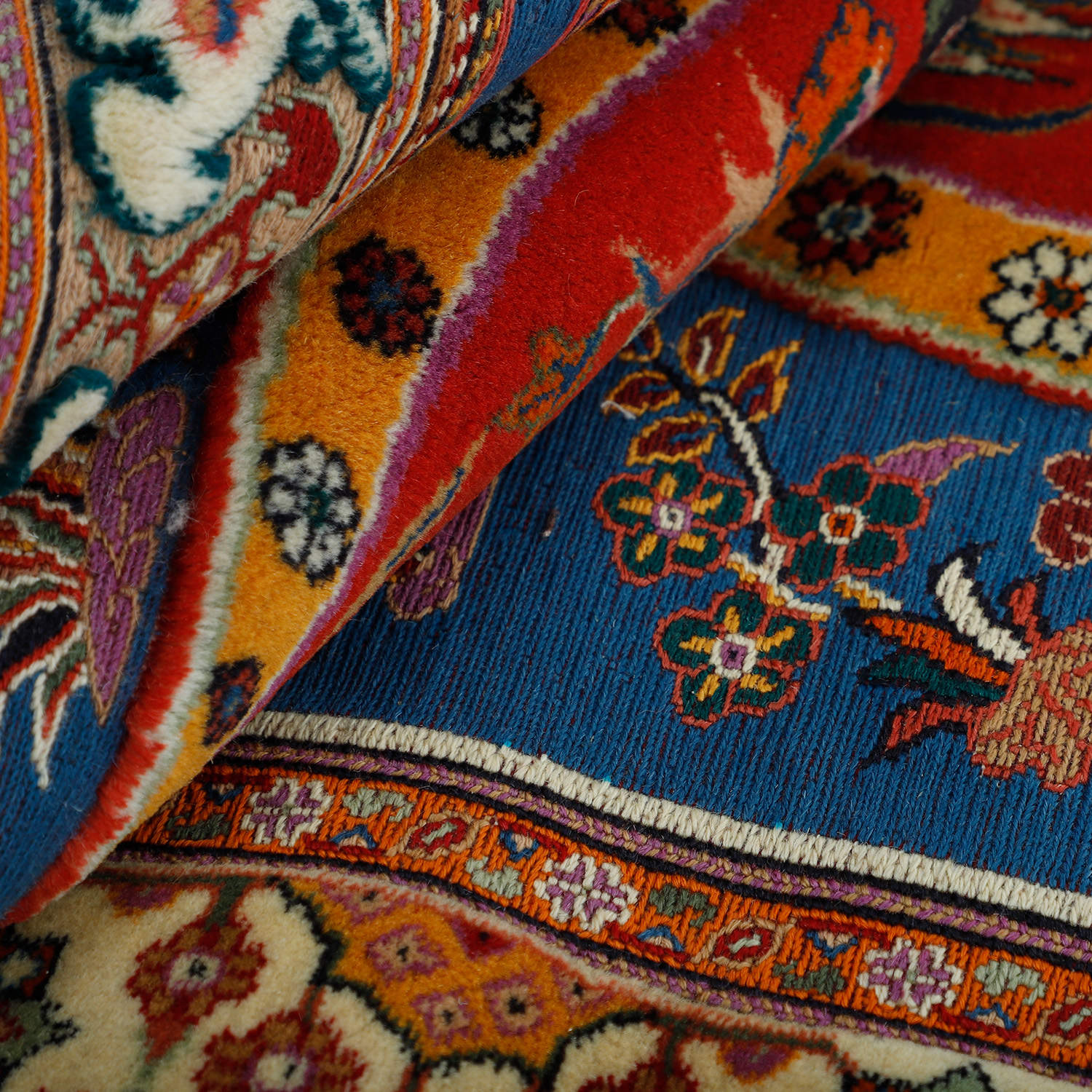 Authentic Persian Wool Kilim Rug Handwoven in Sirjan Paisley with Birds