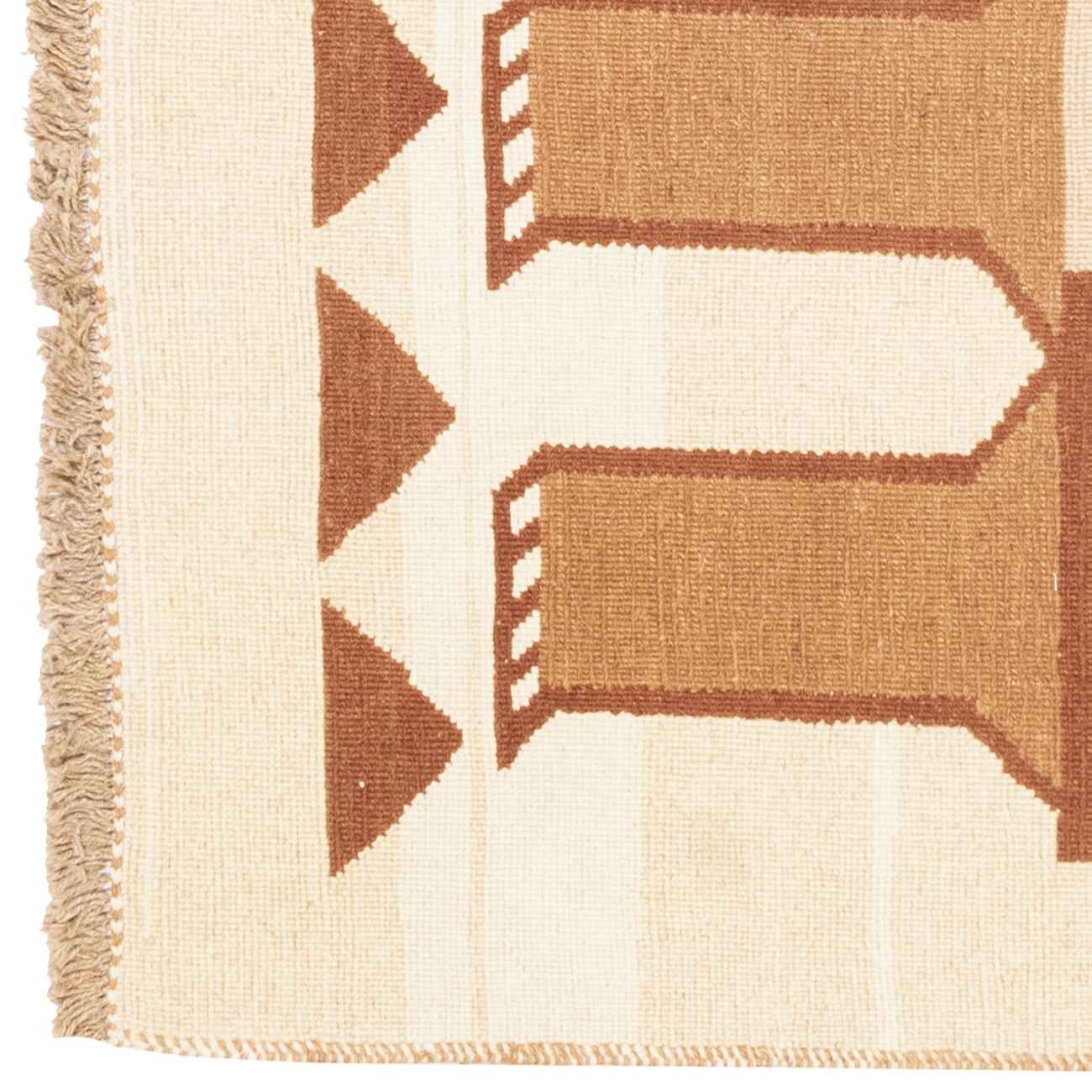 Authentic Persian Wool Kilim Rug Handwoven in Kerman Lion Cream