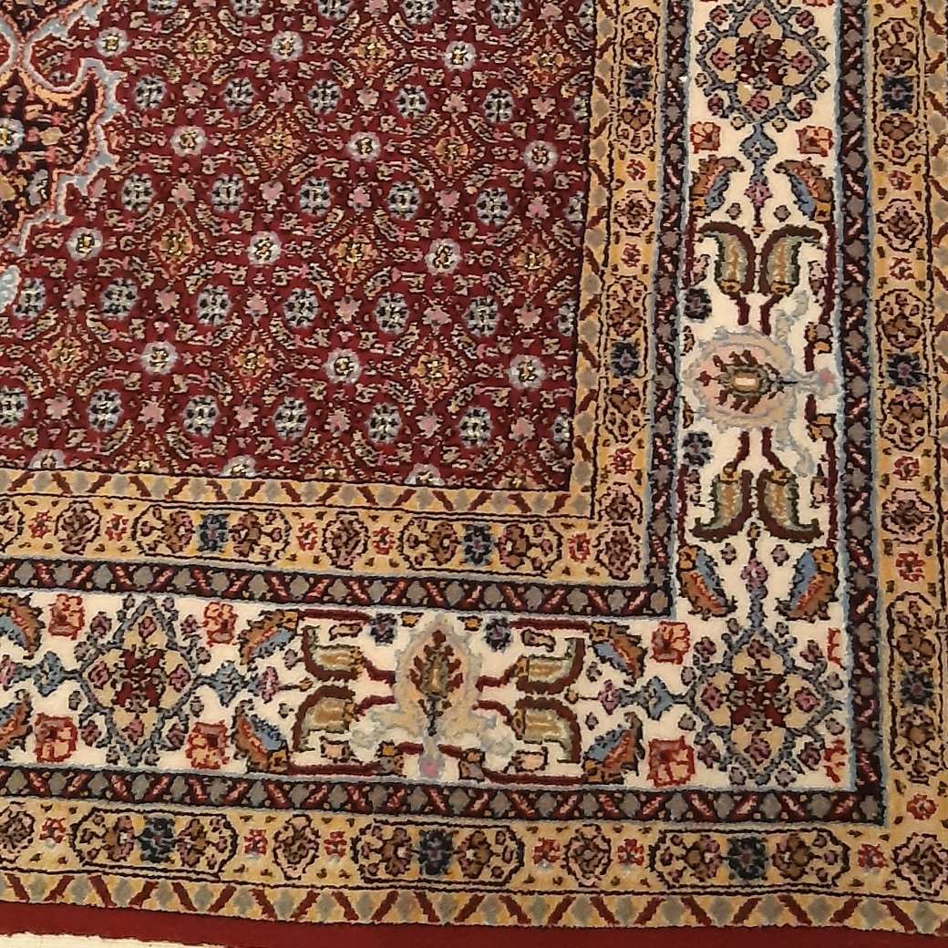 Authentic Persian Carpet with Silk & Wool Hand-Knotted in Birjand Riz Mahi