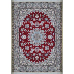 Authentic Persian Silk Carpet Hand-Knotted in Naeen Lachak Toranj Red