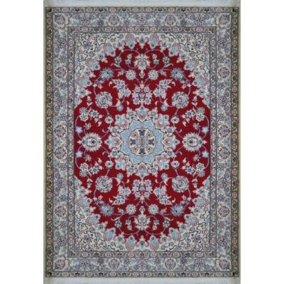 Authentic Persian Silk Carpet Hand-Knotted in Naeen Lachak Toranj Red
