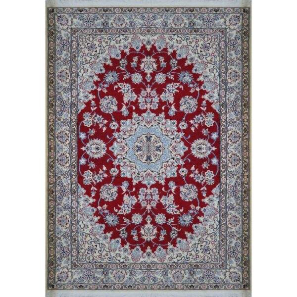 Authentic Persian Silk Carpet Hand-Knotted in Naeen Lachak Toranj Red