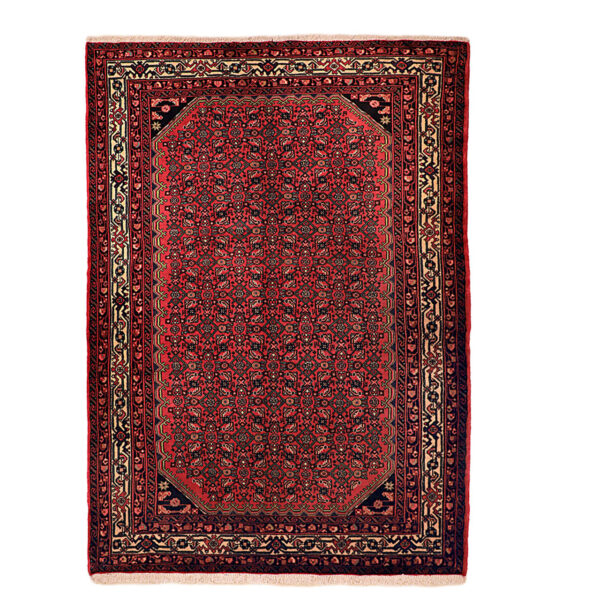 Authentic Persian Wool Carpet Hand-Knotted in Hamadan Herati Red