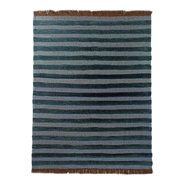 Persian Wool Kilim Rug Handwoven in Khorasan Striped Blue